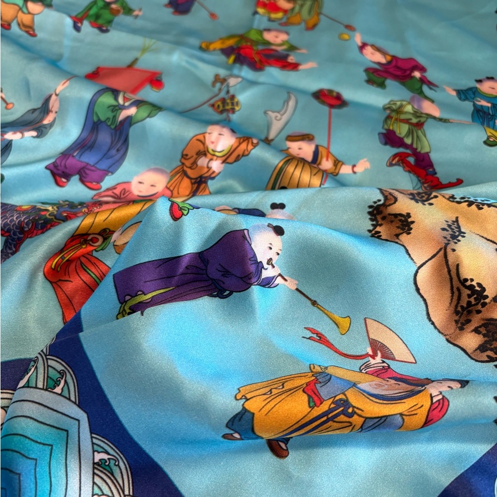 Unique and gorgeous silk scarf with ancient theme